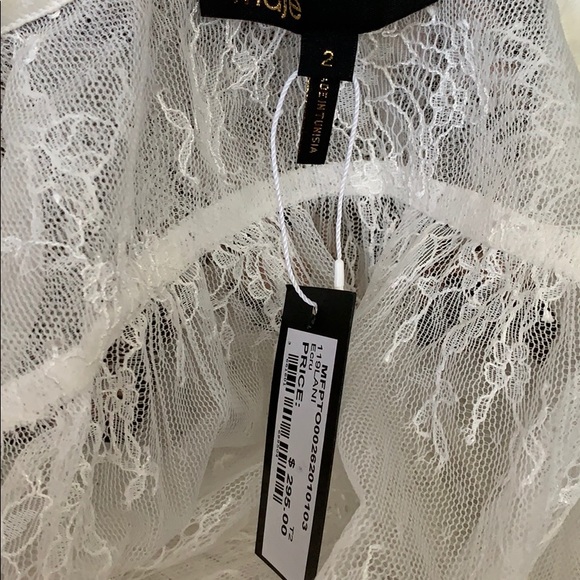 Maje Lani Frilled-collar Floral Lace Top In Ecru - Picture 5 of 6